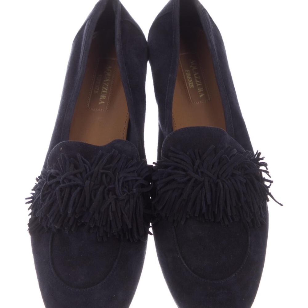 aquazzura wild loafers navy suede 37.5